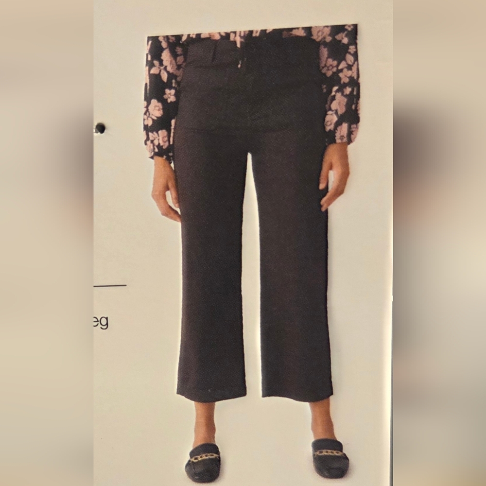 NWT SOCIAL STANDARD by Sanctuary Black Juliet Crop Pants with Wide-Leg  8